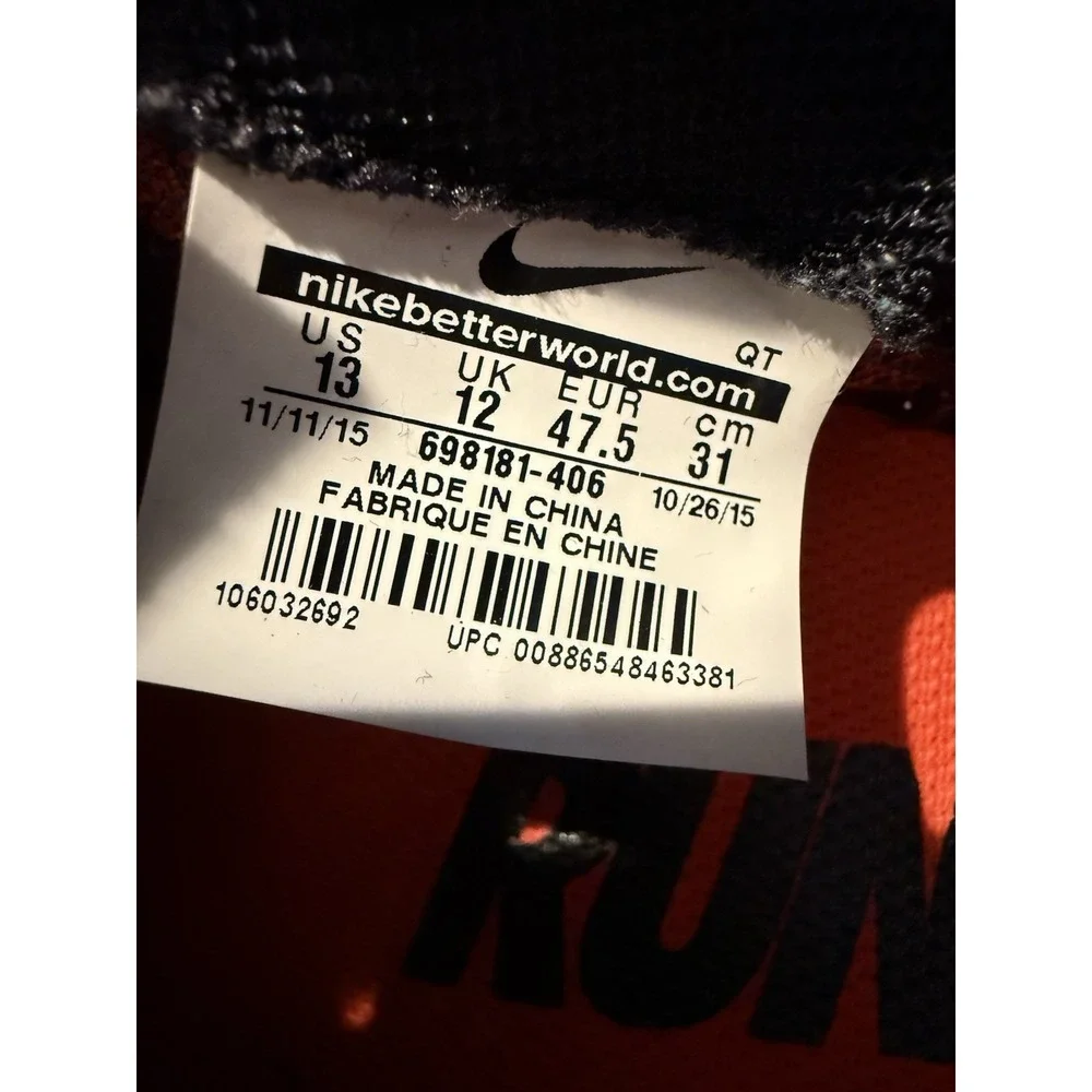 Nike Flyknit Lunar 3 Mens Size 13 Multicolor Orange Running Shoes 698181-406